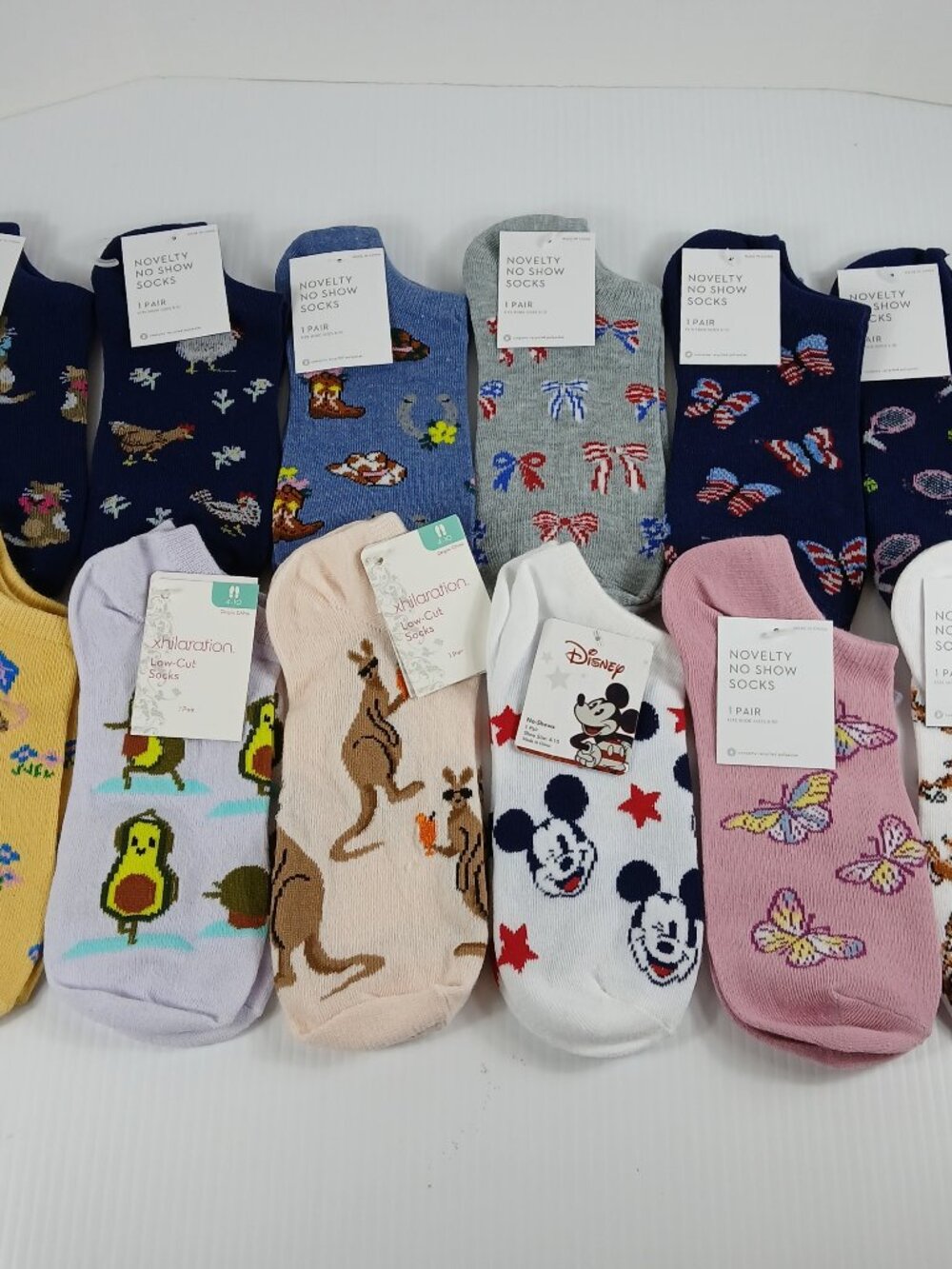Lot 12 Women's Novelty No Show and Low Cut Socks Butterflies Cats Dogs Mickey +